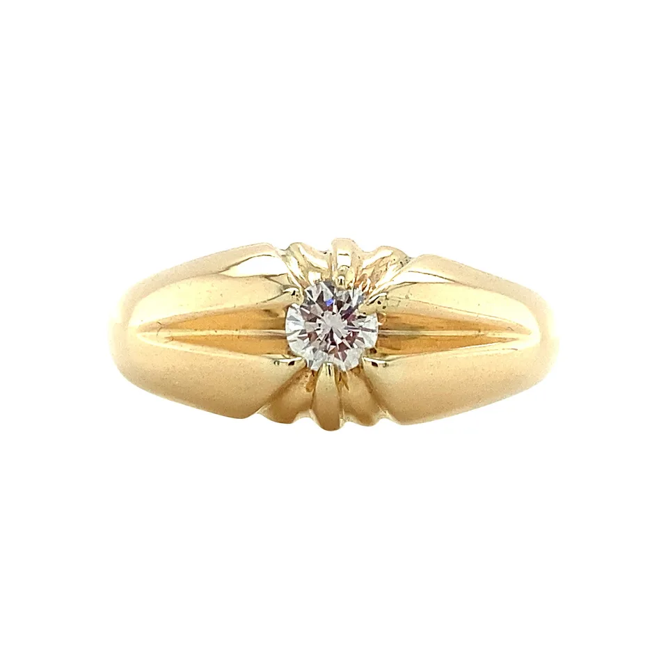 Vintage 14K Gold Pinky Ring with Diamond