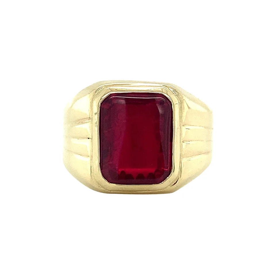 Vintage 14K Gold Signet Ring with Ruby