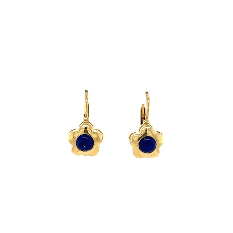 Vintage 14K Gold Drop Earrings with Lapis Lazuli
