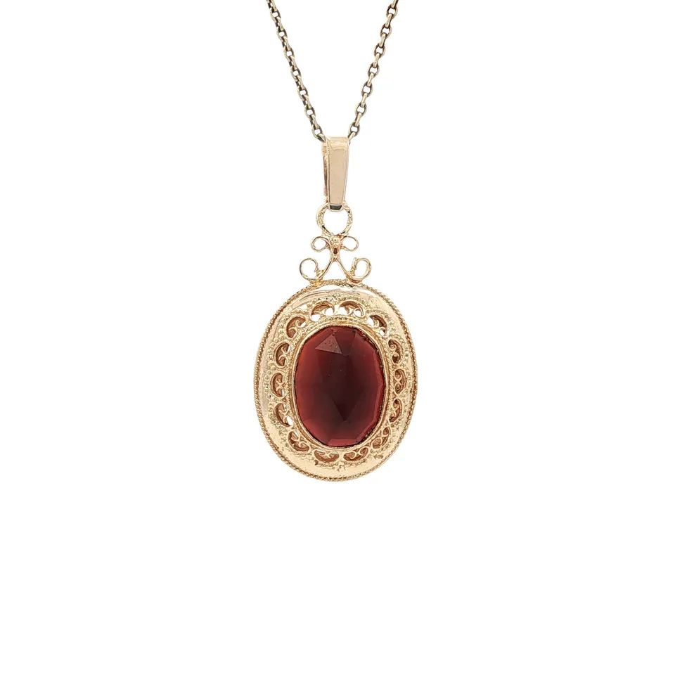 Vintage 14K Gold Pendant with Garnet