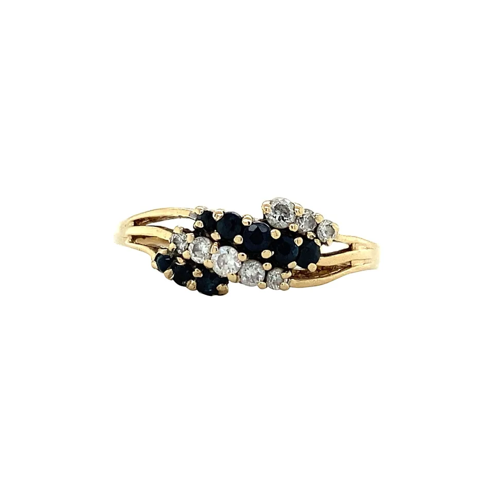 Vintage 14K Gold Ring with Sapphire and Cubic Zirconia
