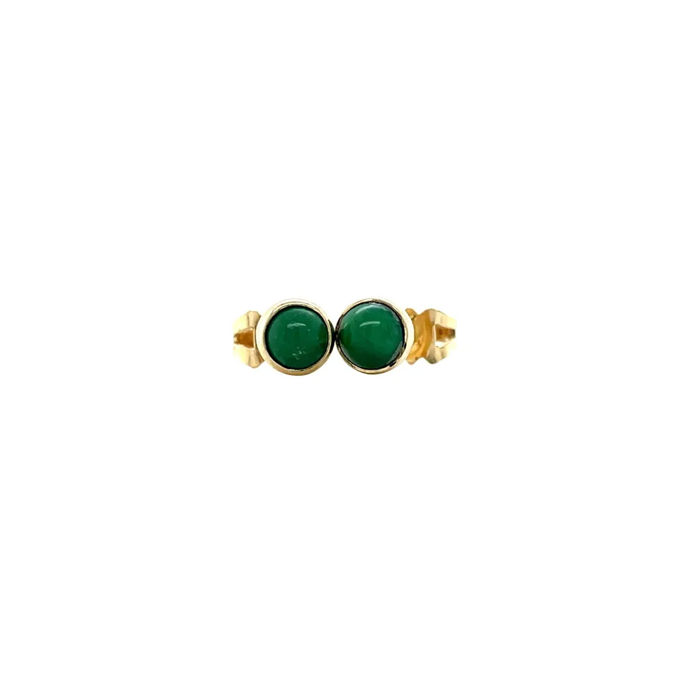 Vintage 14K Gold Solitaire Stud Earrings with Green Turquoise