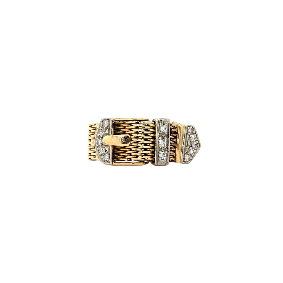 Vintage 18K Gold Riem Ring with Diamond