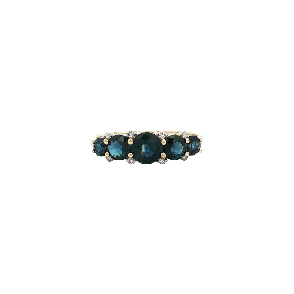 Vintage 9K Gold Ring with Sapphire and Diamond