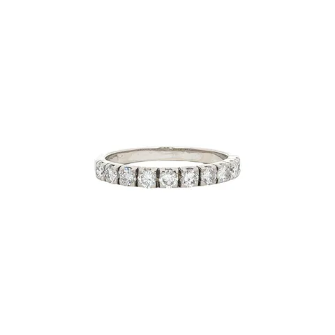 Vintage 14K White Gold Half Eternity Ring with Diamond