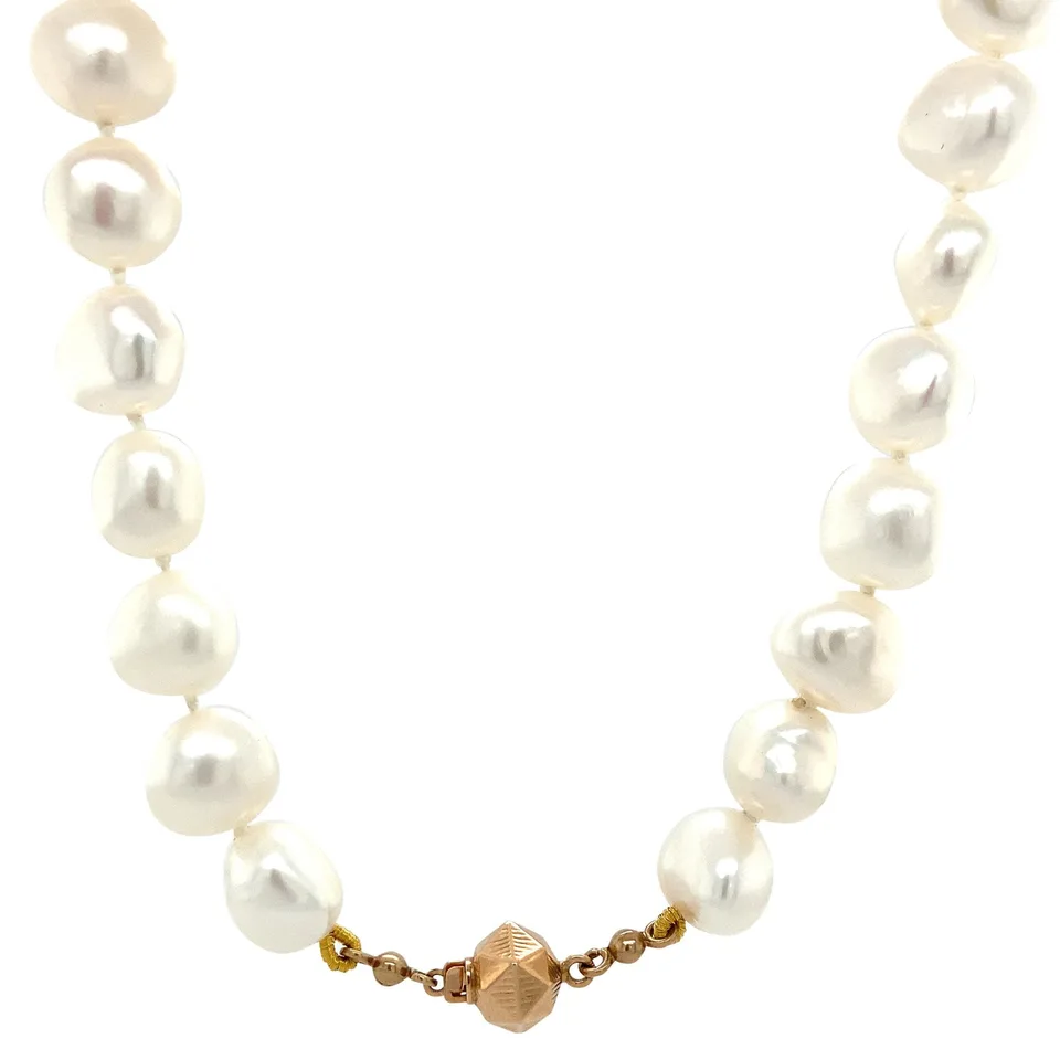 Vintage Pearl Necklace with 14K Gold Clasp