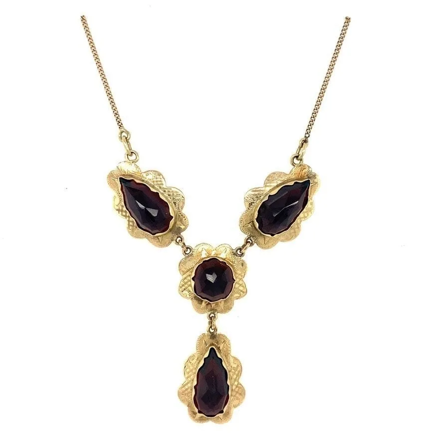 Vintage 14K Gold Necklace with Garnet