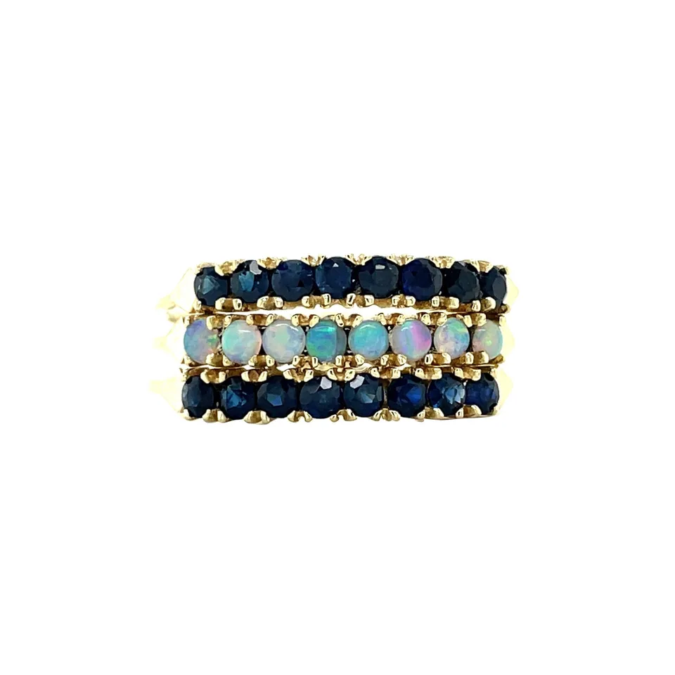 Vintage 14K Gold Ring with Sapphire and Opal