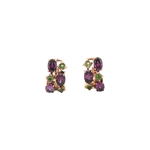Vintage 14K Rose Gold Stud Earrings with Cubic Zirconia
