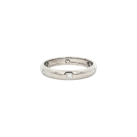 Vintage Cartier Stella 18K White Gold Band with Diamond