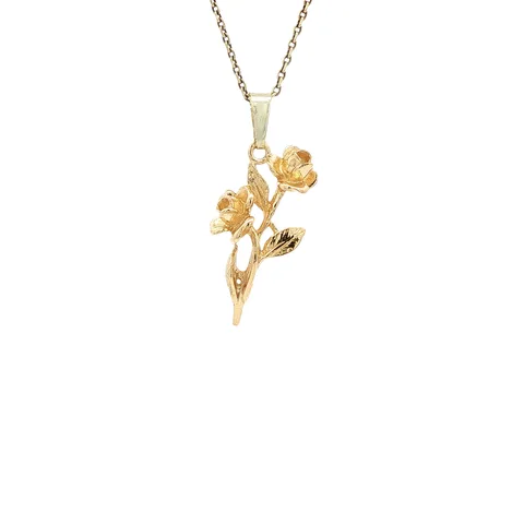 Vintage 14K Gold Flowers Pendant