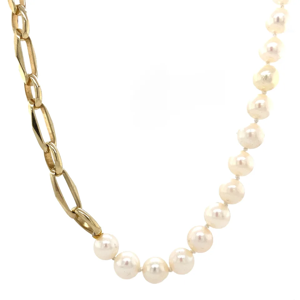 Vintage 14K Gold Necklace with Pearls 40 cm
