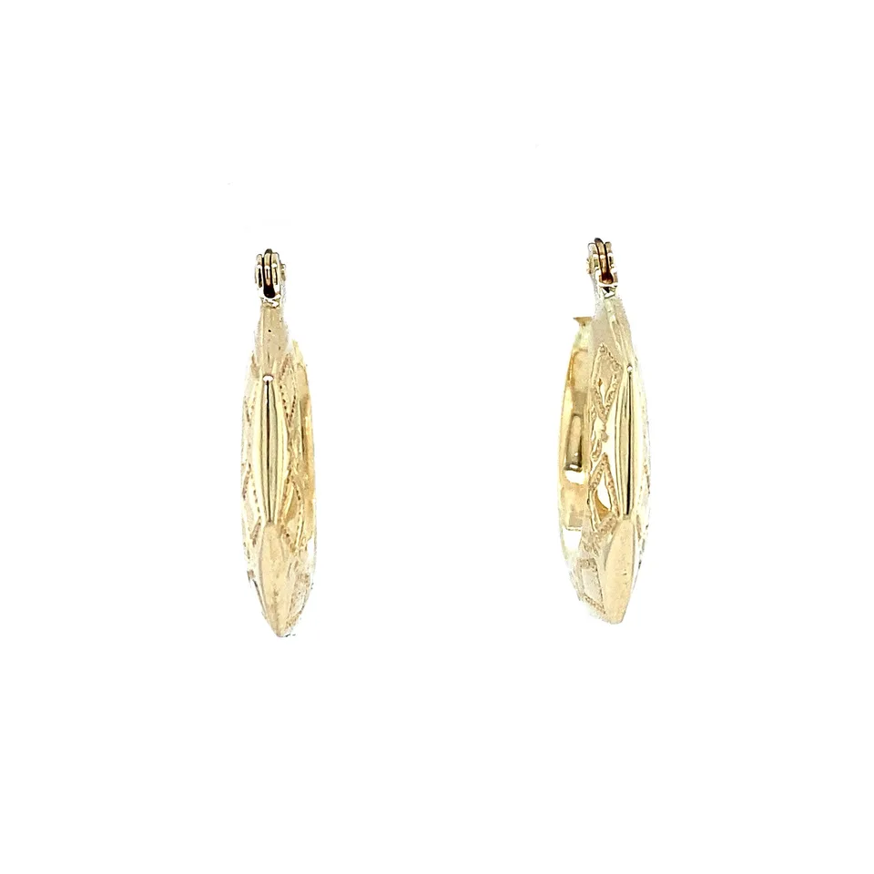 Vintage 14K Gold Fancy Hoop Earrings