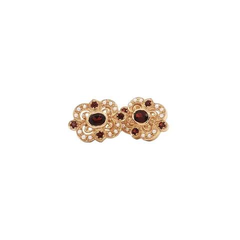 Vintage 14K Gold Earrings with Garnet and Pearl
