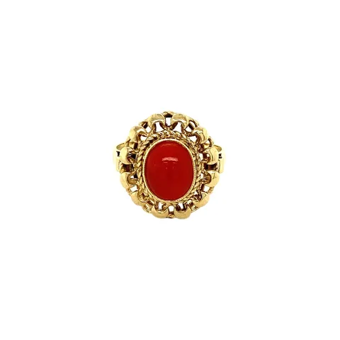 Vintage 14K Gold Ring with Red Coral