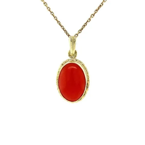 Vintage 14K Gold Pendant with Red Coral