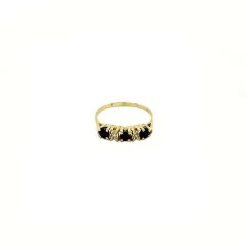 Vintage 14K Gold Memoire Ring with Sapphire and Diamond
