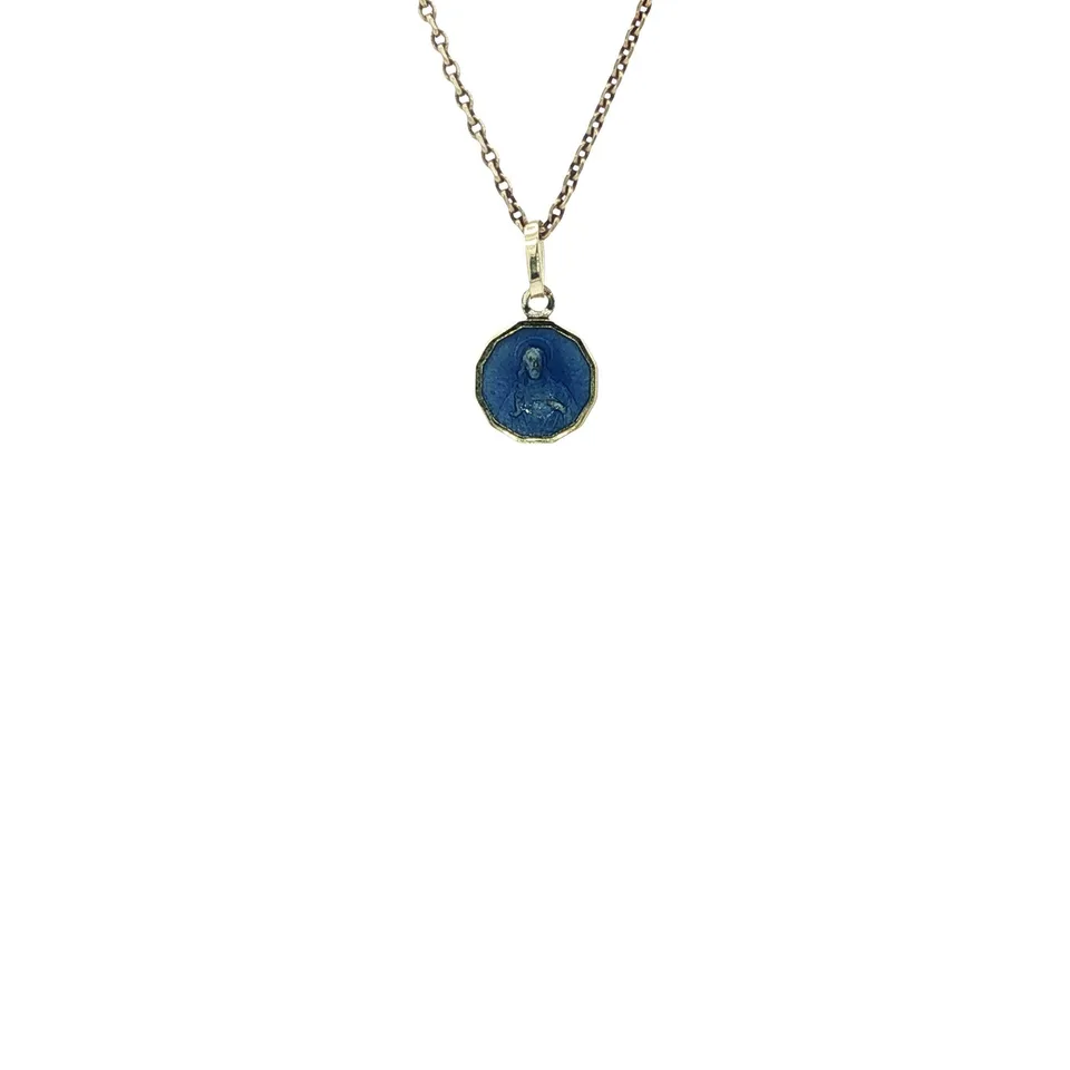 Vintage 14K Gold Pendant with Enamel