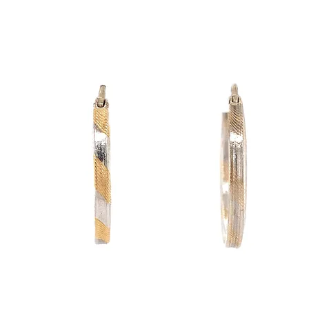 Vintage 14K Two Tone Gold Hoop Earrings