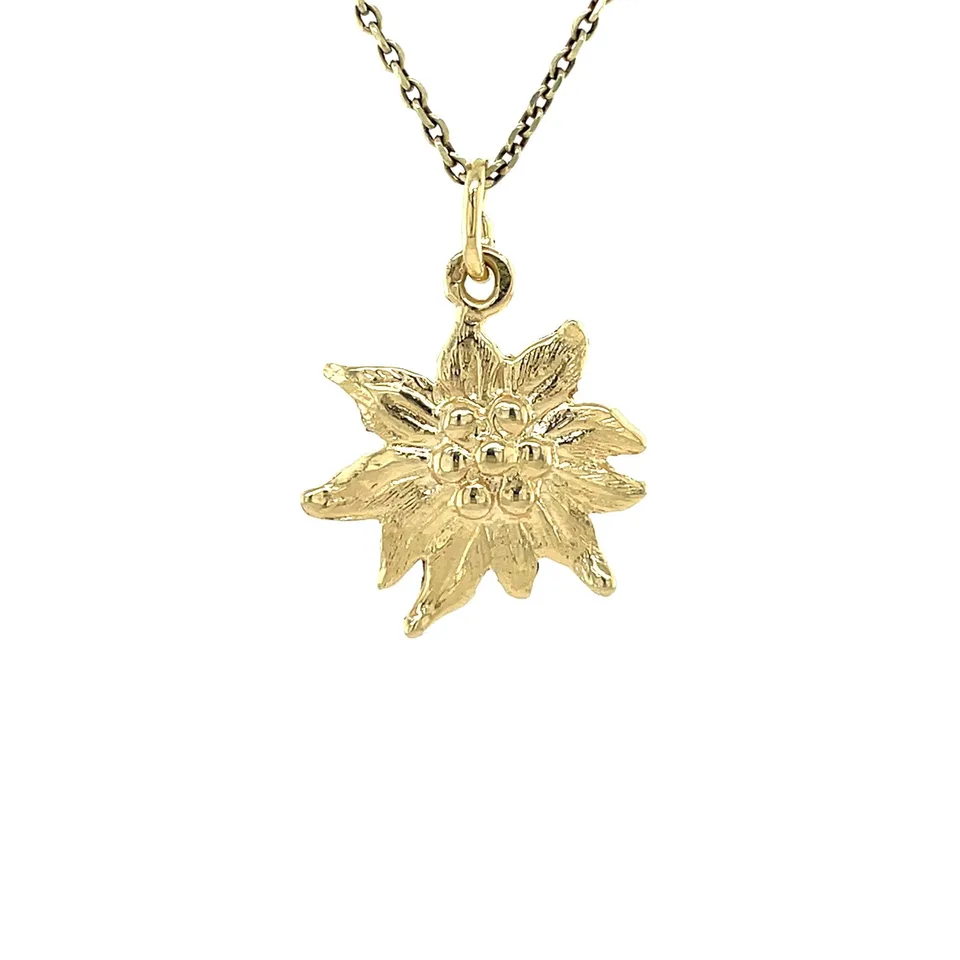 Vintage 14K Gold Edelweiss Pendant