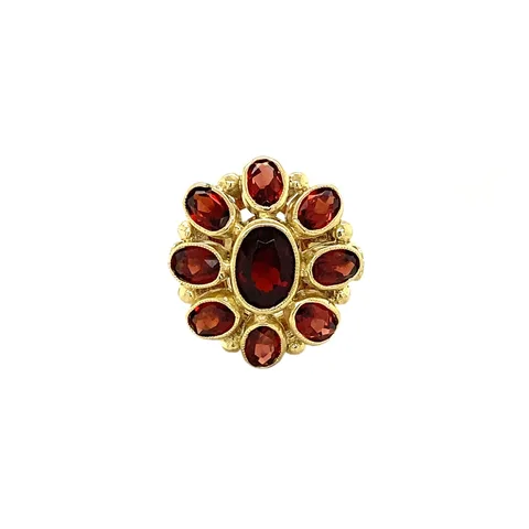 Vintage 14K Gold Cluster Ring with Garnet