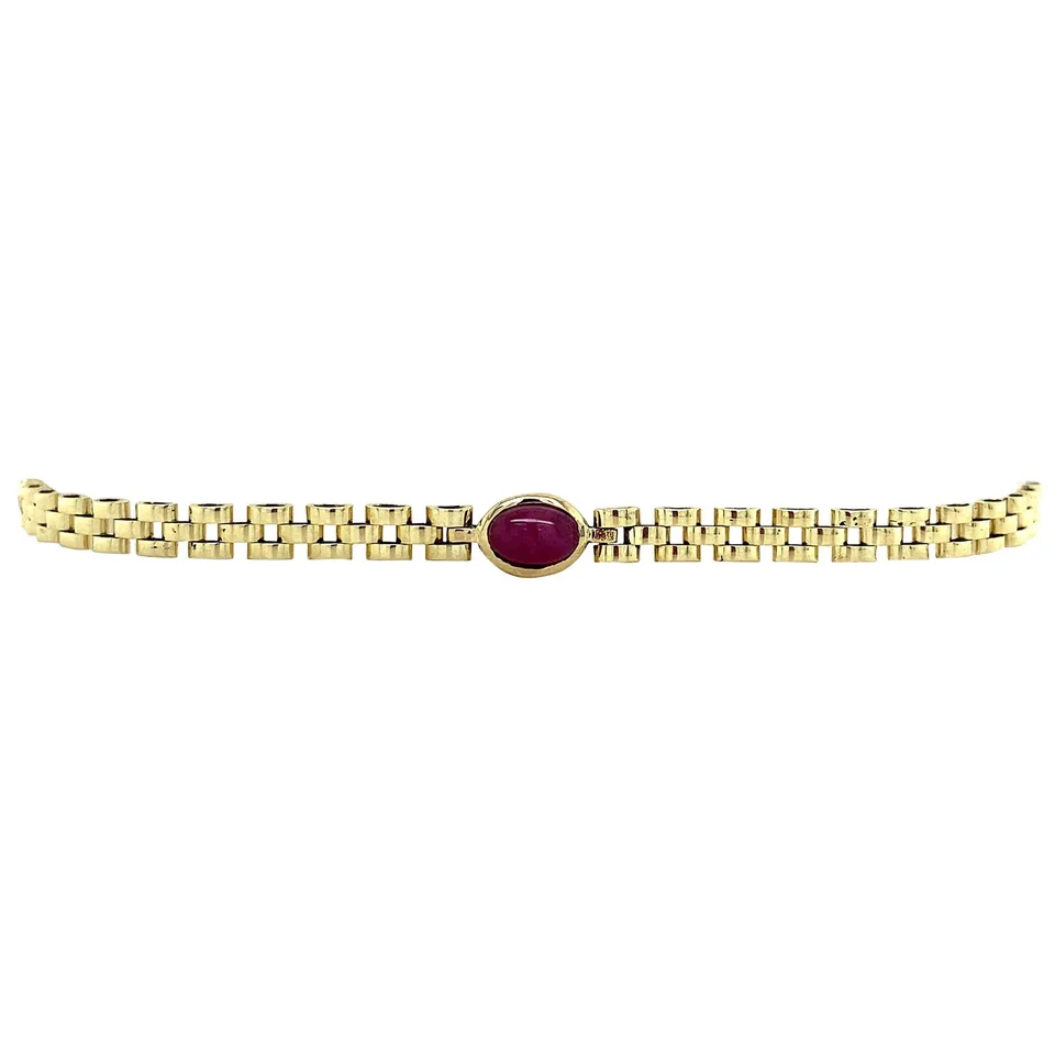 Vintage 14K Gold Bracelet Bismarkt with Ruby, Sapphire and Emerald 19 cm