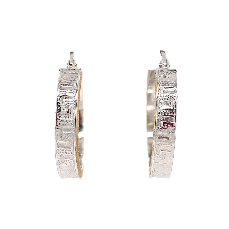 Vintage 14K Gold Fancy Hoop Earrings