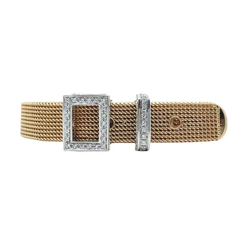 Vintage 18K Two Tone Gold Bracelet with Diamond