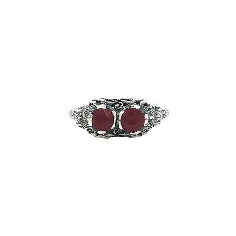 Vintage Sterling Silver Ring with Ruby