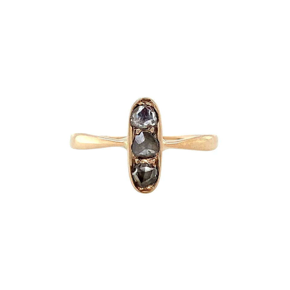 Vintage Rose 12K Gold Ring with Rose Cut Diamond