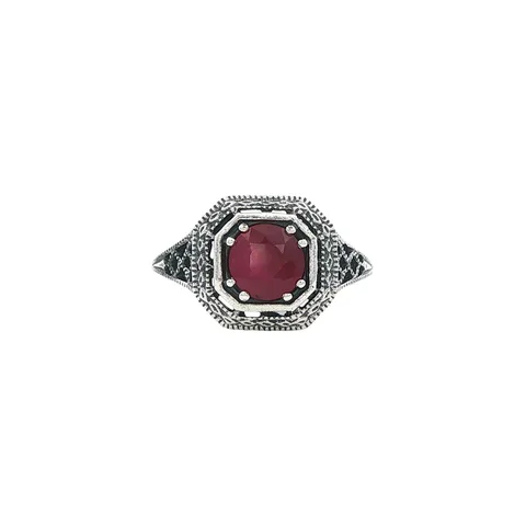 Vintage Sterling Silver Ring with Ruby