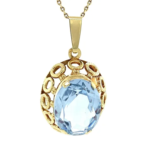 Vintage 14K Gold Pendant with Blue Spinel
