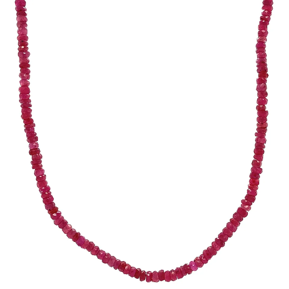 Vintage Ruby Necklace with 14K Gold Clasp 41 cm