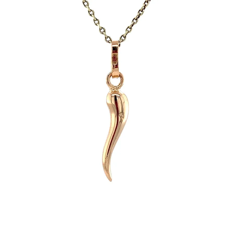 Vintage 18K Rose Gold Cornicello Pendant