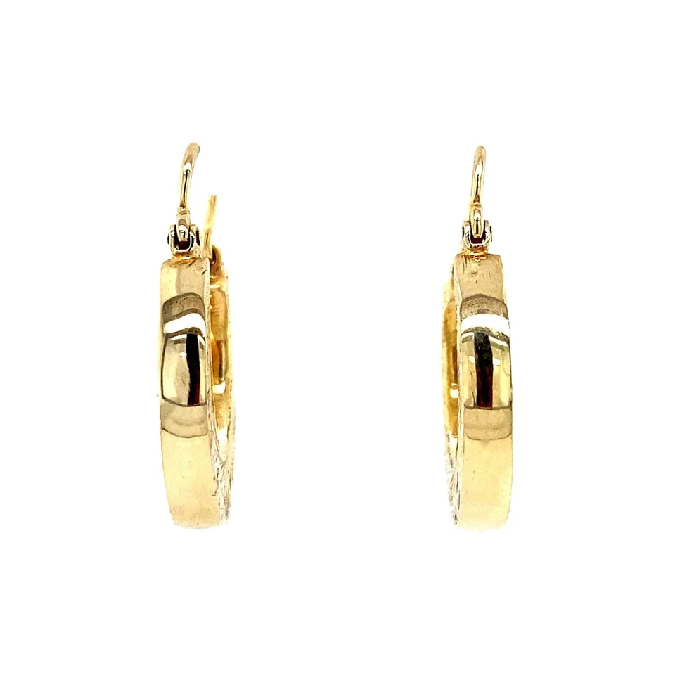 Vintage 14K Gold Hoop Earrings with Engraving