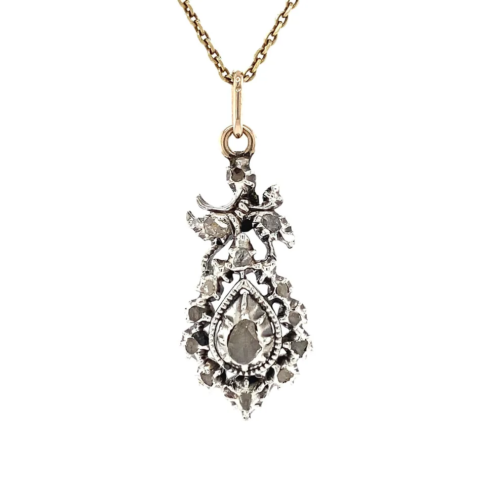 Vintage 12K Gold Pendant with Rose Cut Diamond