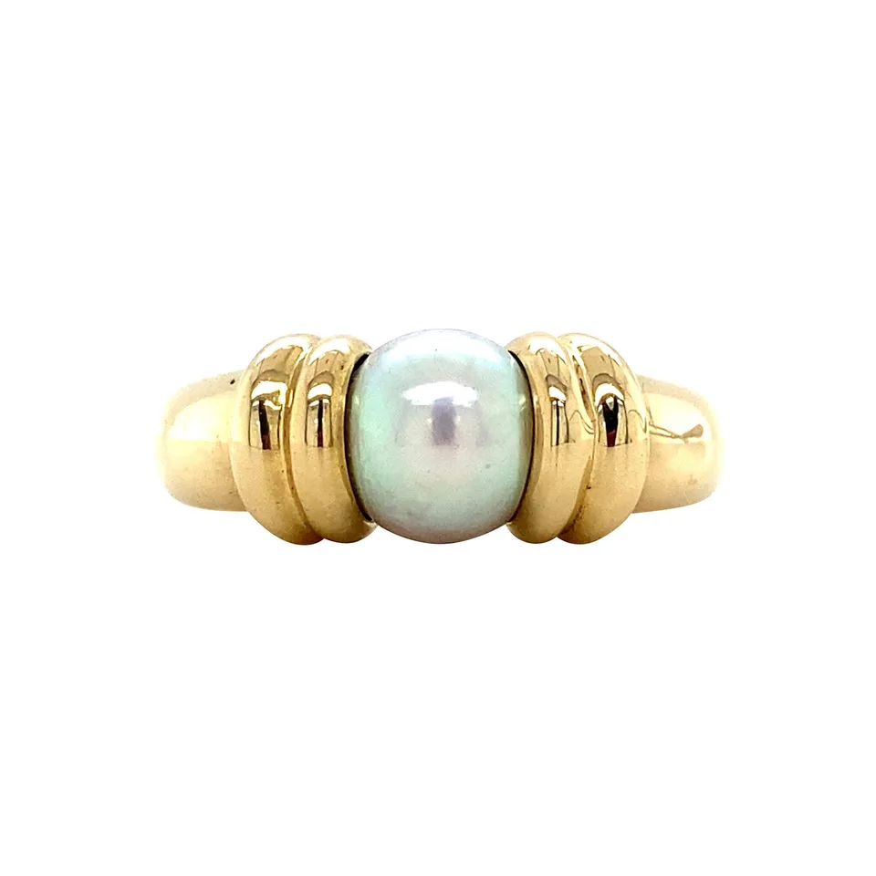 Vintage 18K Gold Ring with Pearl