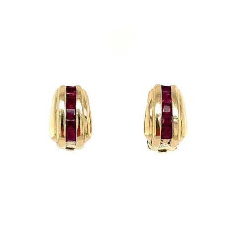 Vintage 14K Gold Clip Earrings with Ruby