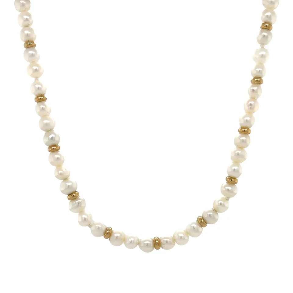 Vintage 14K Gold Pearl Necklace 46 cm