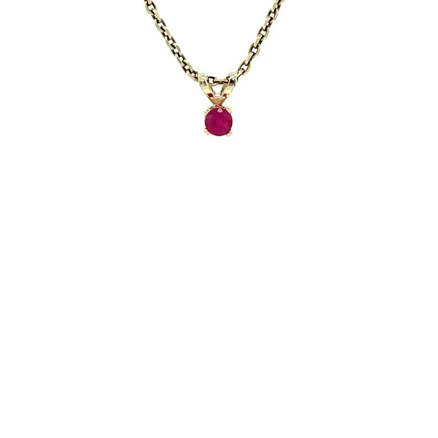Vintage 14K Gold Solitaire Pendant with Ruby