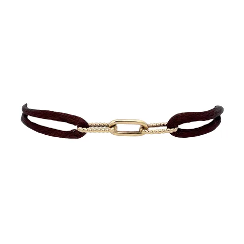 Vintage Satin Bracelet with 14K Gold Paperclip Link