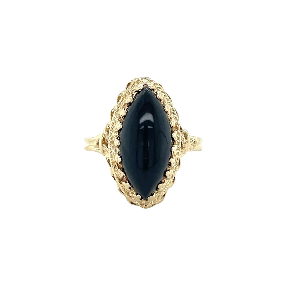 Vintage 12K Gold Ring with Onyx