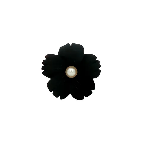 Vintage 14K Gold Brooch with Onyx and Pearl