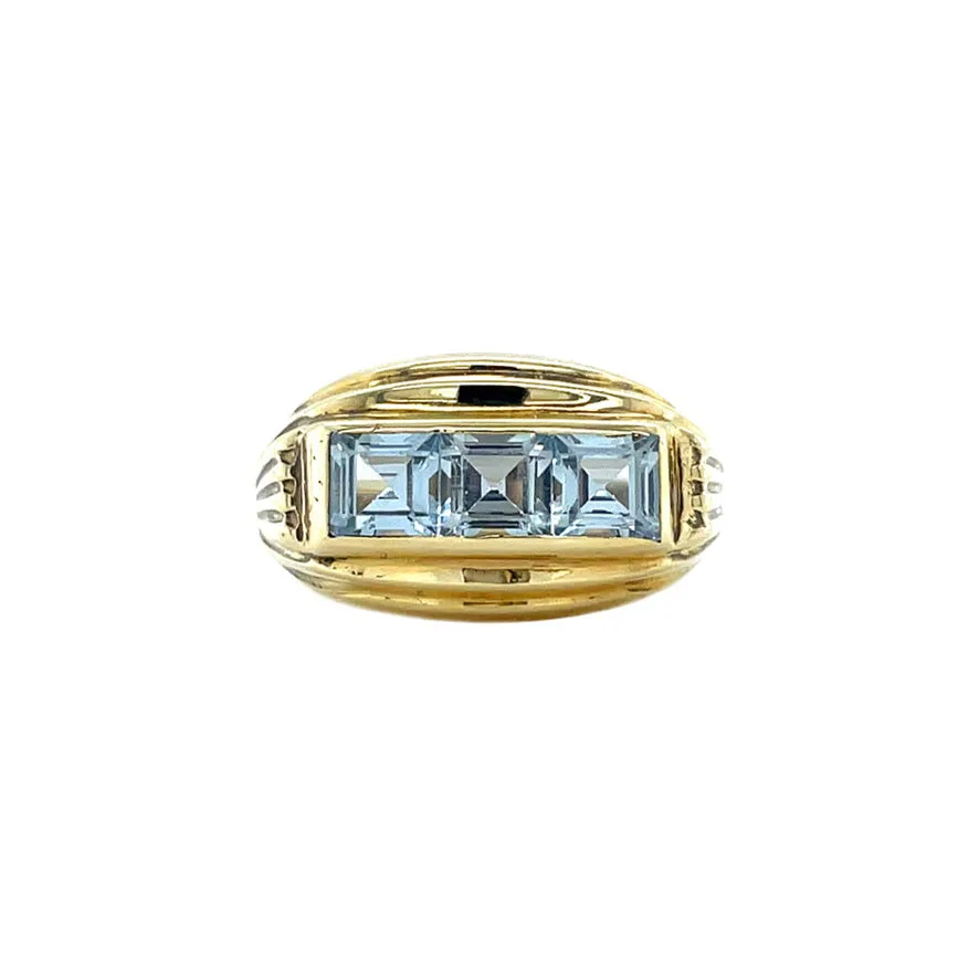 Vintage 8K Gold Half Eternity Ring with Blue Spinel