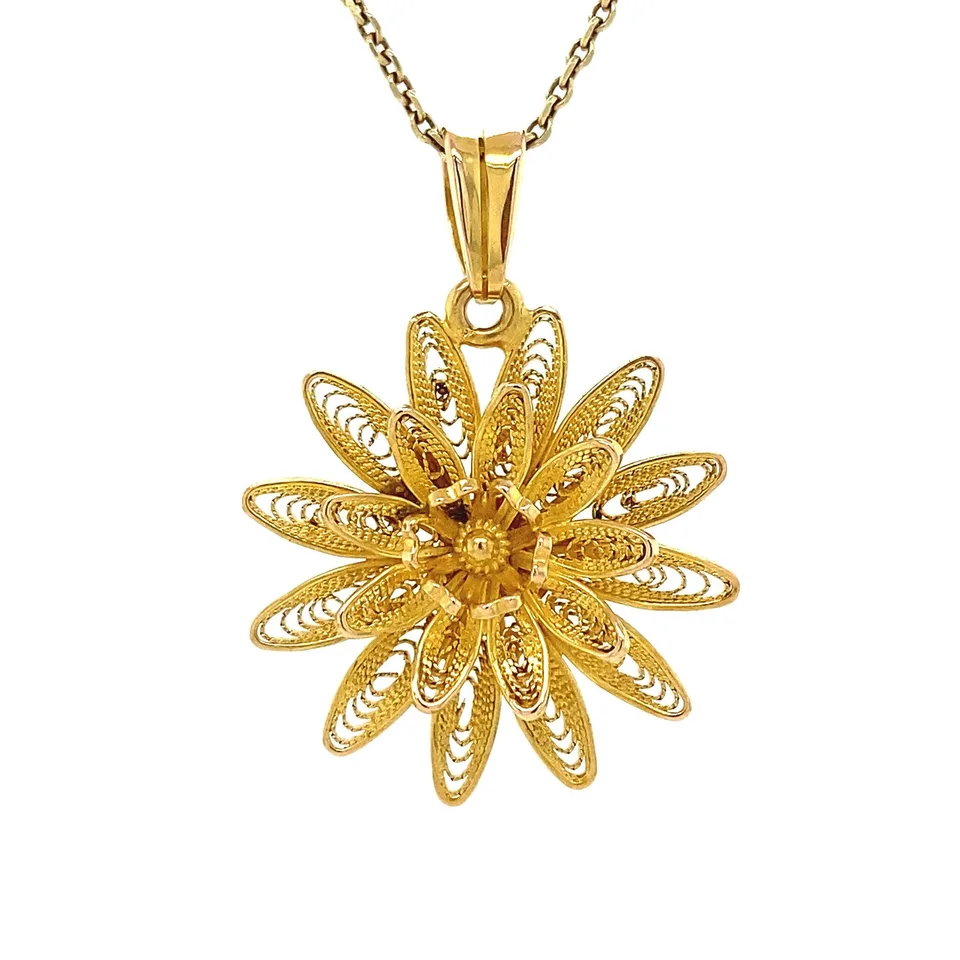 Vintage 14K Gold Filigree Pendant