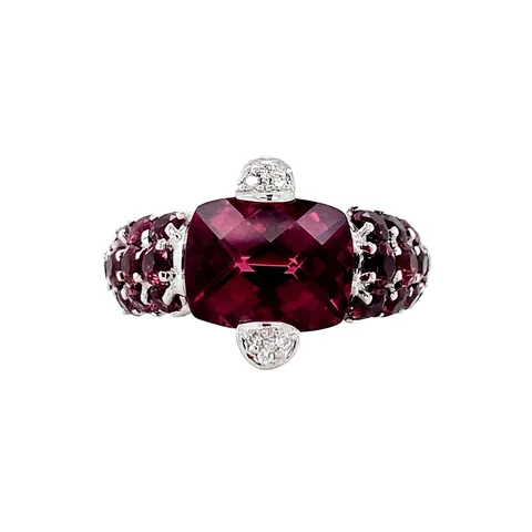 Vintage 18K White Gold Ring with Tourmaline and Diamond