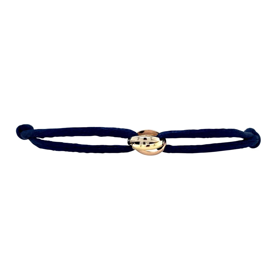 Vintage Satin 14K Gold Bracelet with Trinity Link