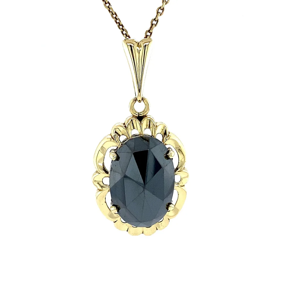 Vintage 14K Gold Pendant with Hematite