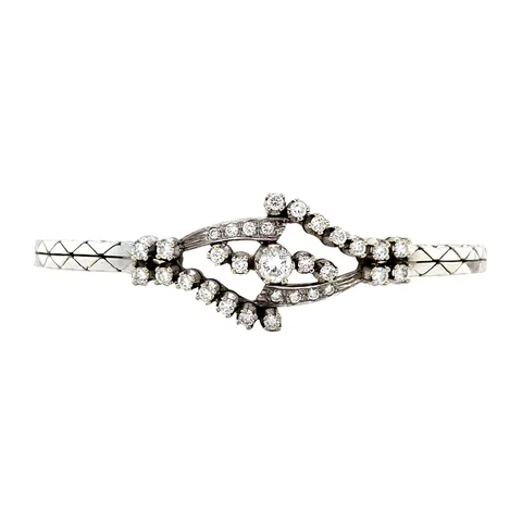 Vintage 18K White Gold Bracelet with Diamond