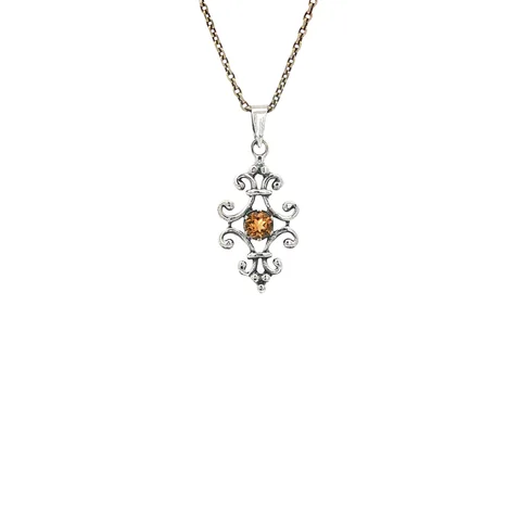 Vintage Sterling Silver Pendant with Citrine